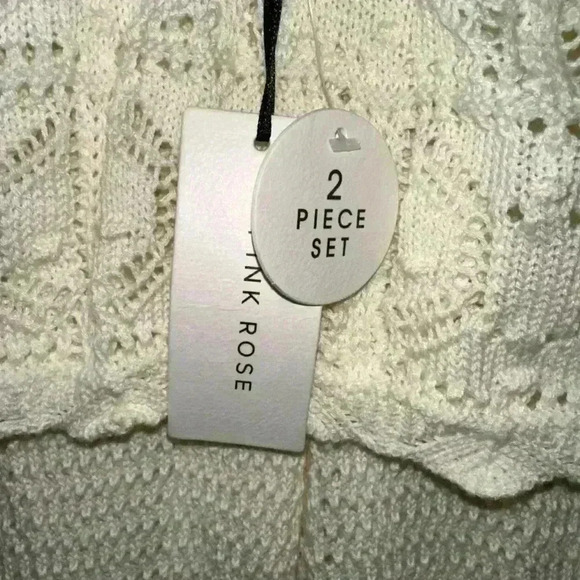 NWT! Pink Rose Crochet Knit Two Piece Set / Size XS / Cream - Picture 3 of 16